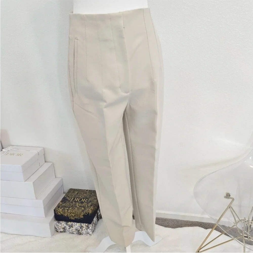 ZARA High Waisted Pants in Beige sz M EUC & SOLD OUT - Picture 6 of 10